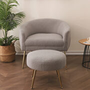 Gray plush particle velvet accent chair with ottoman by La Spezia additional picture 9