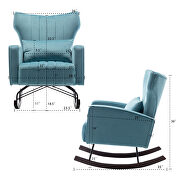 Blue velvet nursery accent rocking chair with solid metal legs by La Spezia additional picture 2