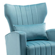 Blue velvet nursery accent rocking chair with solid metal legs by La Spezia additional picture 3