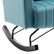 Blue velvet nursery accent rocking chair with solid metal legs by La Spezia additional picture 6