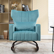 Blue velvet nursery accent rocking chair with solid metal legs by La Spezia additional picture 7