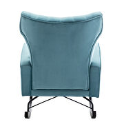 Blue velvet nursery accent rocking chair with solid metal legs by La Spezia additional picture 8