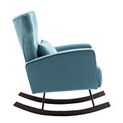 Blue velvet nursery accent rocking chair with solid metal legs by La Spezia additional picture 9