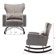 Gray velvet nursery accent rocking chair with solid metal legs by La Spezia additional picture 2