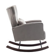 Gray velvet nursery accent rocking chair with solid metal legs by La Spezia additional picture 8