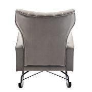 Gray velvet nursery accent rocking chair with solid metal legs by La Spezia additional picture 9