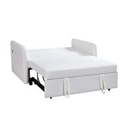 Cream white fabric twins sofa bed with usb by La Spezia additional picture 12