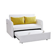 Cream white fabric twins sofa bed with usb by La Spezia additional picture 7