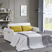 Cream white fabric twins sofa bed with usb by La Spezia additional picture 8