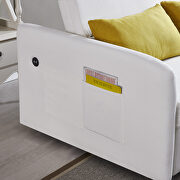 Cream white fabric twins sofa bed with usb by La Spezia additional picture 9