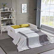 Cream white fabric twins sofa bed with usb by La Spezia additional picture 10