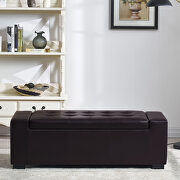 Dark brown faux leather upholstery storage ottoman bench by La Spezia additional picture 2