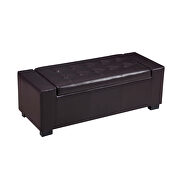 Dark brown faux leather upholstery storage ottoman bench by La Spezia additional picture 3