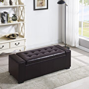 Dark brown faux leather upholstery storage ottoman bench by La Spezia additional picture 4