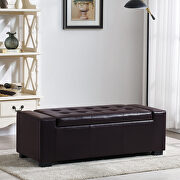 Dark brown faux leather upholstery storage ottoman bench by La Spezia additional picture 7