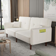 Futon sofa bed with solid wood leg in white fabric by La Spezia additional picture 2