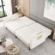 Futon sofa bed with solid wood leg in white fabric by La Spezia additional picture 3