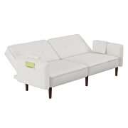 Futon sofa bed with solid wood leg in white fabric by La Spezia additional picture 9