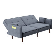 Futon sofa bed with solid wood leg in gray fabric by La Spezia additional picture 8