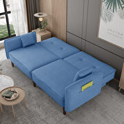 Futon sofa bed with solid wood leg in blue fabric by La Spezia additional picture 2