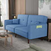 Futon sofa bed with solid wood leg in blue fabric by La Spezia additional picture 3