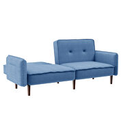 Futon sofa bed with solid wood leg in blue fabric by La Spezia additional picture 6