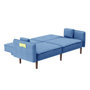 Futon sofa bed with solid wood leg in blue fabric by La Spezia additional picture 8