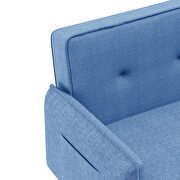 Futon sofa bed with solid wood leg in blue fabric by La Spezia additional picture 9