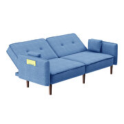 Futon sofa bed with solid wood leg in blue fabric by La Spezia additional picture 10