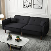Convertible sofa bed with wood legs in black cotton linen fabric by La Spezia additional picture 3
