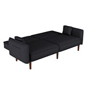 Convertible sofa bed with wood legs in black cotton linen fabric by La Spezia additional picture 6