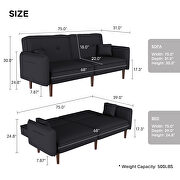 Convertible sofa bed with wood legs in black cotton linen fabric by La Spezia additional picture 7