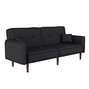 Convertible sofa bed with wood legs in black cotton linen fabric by La Spezia additional picture 8