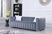 Gray premium quality velvet upholstery chesterfield sofa by La Spezia additional picture 3