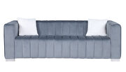 Gray premium quality velvet upholstery chesterfield sofa by La Spezia additional picture 4