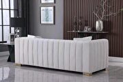 White premium quality velvet upholstery chesterfield sofa by La Spezia additional picture 2