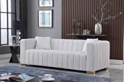 White premium quality velvet upholstery chesterfield sofa by La Spezia additional picture 3