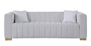 White premium quality velvet upholstery chesterfield sofa by La Spezia additional picture 4