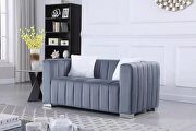 Gray premium quality velvet upholstery chesterfield loveseat by La Spezia additional picture 2