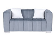 Gray premium quality velvet upholstery chesterfield loveseat by La Spezia additional picture 3