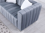 Gray premium quality velvet upholstery chesterfield loveseat by La Spezia additional picture 4