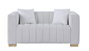 White premium quality velvet upholstery chesterfield loveseat by La Spezia additional picture 2