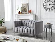 Gray velvet channel chesterfield loveseat by La Spezia additional picture 2