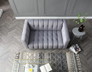 Gray velvet channel chesterfield loveseat by La Spezia additional picture 3