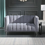 Gray velvet channel chesterfield loveseat by La Spezia additional picture 5