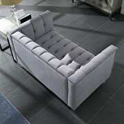 Gray velvet channel chesterfield loveseat by La Spezia additional picture 7