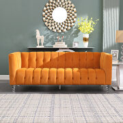 Orange velvet channel chesterfield sofa by La Spezia additional picture 5