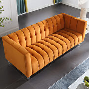 Orange velvet channel chesterfield sofa by La Spezia additional picture 6