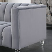 Gray velvet channel chesterfield sofa by La Spezia additional picture 3