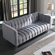 Gray velvet channel chesterfield sofa by La Spezia additional picture 5